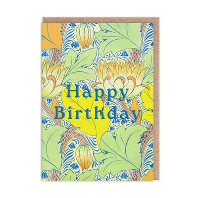 Yellow neon florals greeting card